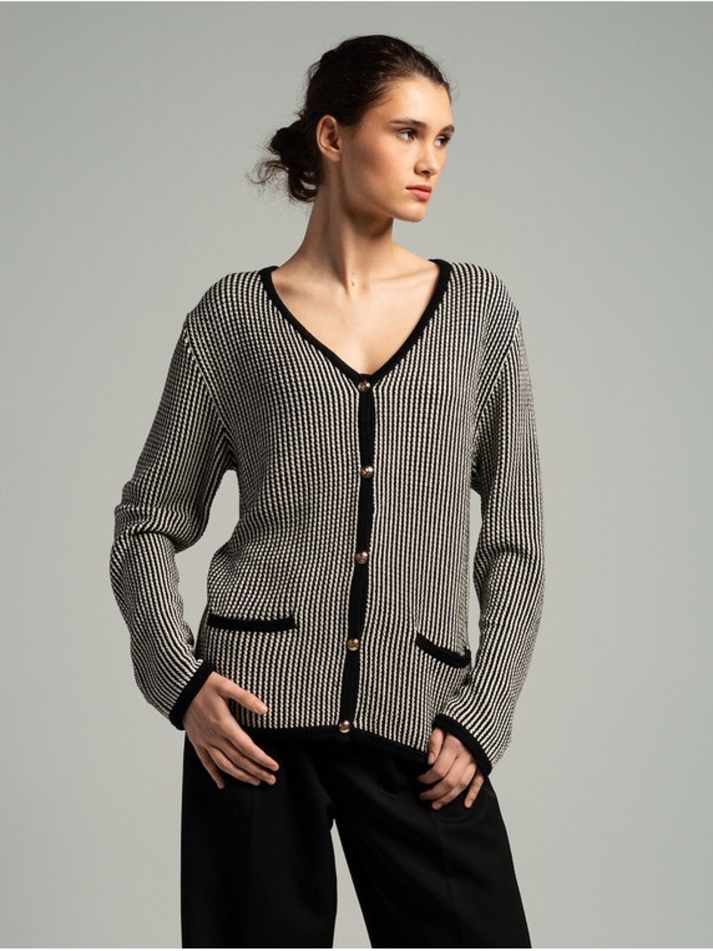 Annie Bing Dave Cardigan in Black & White Size Small oversized